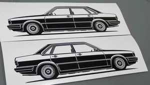 Pegatina Audi 80 B2 Silhouette Audi 80 tuning pegatina Silhouette 2x negra nueva - Imagen 1 de 21
