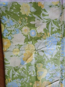 MCM Bloomcraft Screen Print Fabric Floral Green Blue Yellow 55" X 195" 5+ YARDS - Picture 1 of 15