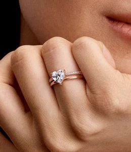 Pandora - Double Band Heart Ring 14k Gold plating - Picture 1 of 3