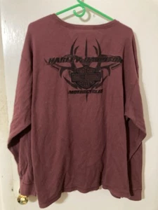 Harley Davidson Motorcycles Adult 2XL Maroon Long Sleeve Henley Shirt - Picture 1 of 6