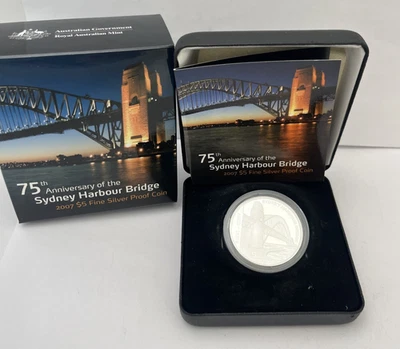 2007 75TH ANNIVERSARY OF THE SYDNEY HARBOUR BRIDGE $5 FINE SILVER PROOF COIN - Image 1 of 4