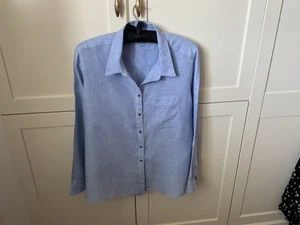 Marks & Spencer Pale Blue Linen Blouse/Shirt Size 16 Used excellent condition - Picture 1 of 4