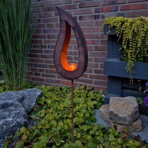 Edelrostoptik Metall Garten Deko XXL Kerze Tropfen Herbst Winter - Bild 1 von 8
