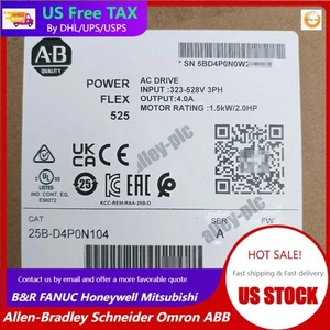 1pcs New Sealed AB 25B-D4P0N104 Power Flex 525 1.5kW 2Hp AC Drive - Picture 1 of 1