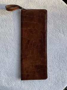 Vintage Krawatte Reiseetui Leder Reißverschluss braun Krokodil geprägt West Germany - Bild 1 von 9