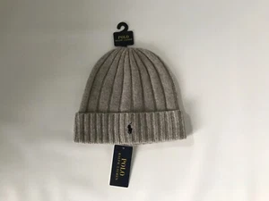 Polo RALPH LAUREN Logo Pony Gray WOOL Knit Cuffed Beanie HAT Cap Mens OS NEW - Picture 1 of 3