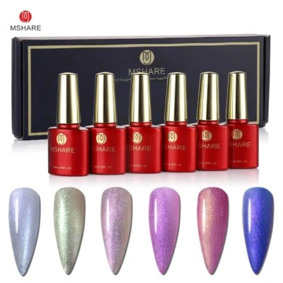 MSHARE 6pz Gel Base Gomma Mimetica Lucidante Rosa Lattea Bianco UV LED Gel - Immagine 1 di 4