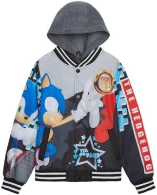 Sonic Boys' Bomber Jacket Button-Up Varsity Jacket Size 2T 3T 4 5-6 7 8 10-12 14 - Image 1 of 3