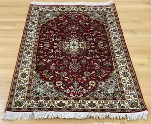 Oriental Persian Kashmir Rug Handmade Knotted Silk Carpet,Floor Room Area Decor - Picture 1 of 12