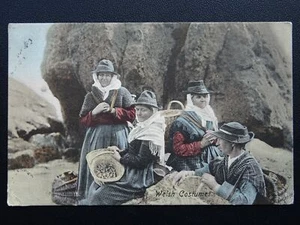 Wales WOMEN in WELSH COSTUMES Collecting Shrimps & Shell fish c1904 Postcard - Picture 1 of 2