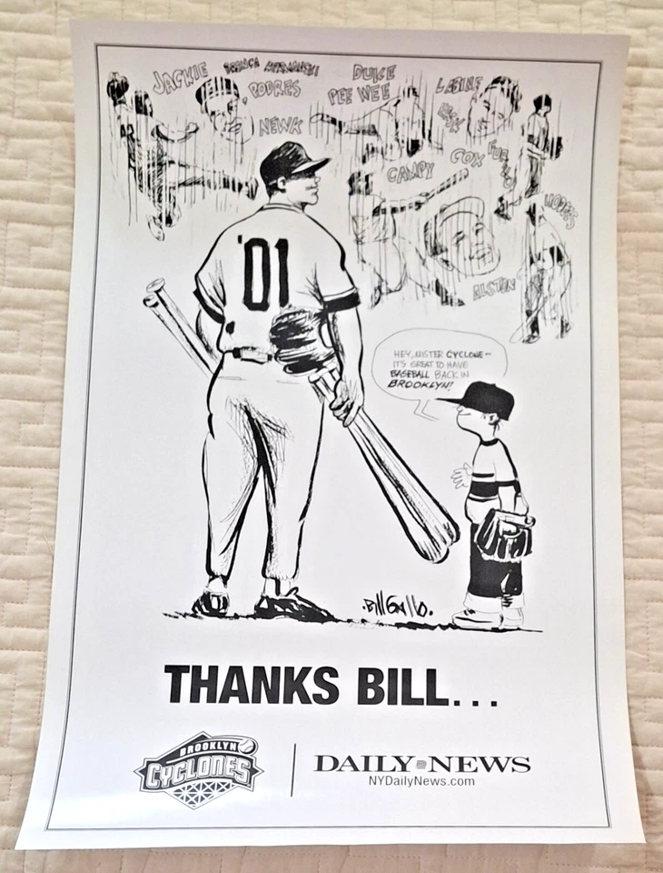 BROOKLYN CYCLONES DAILY NEWS BILL GALLO 17x11 POSTER NEW YORK METS MiLB DODGERS - Image 1 of 1