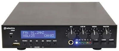Adastra UM60 Compact Mixer Amplifier 60W 100V FM Radio USB Bluetooth 953.176UK - Image 1 of 4