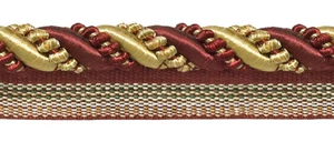Burgundy Red Gold 7/16" Decorative Lip Cord Royal Romance [By The Yard] - Picture 1 of 1