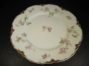 Antique Haviland Limoges Pink Roses & Gold Border Edge 8.5" Porcelain Plate - Picture 1 of 4