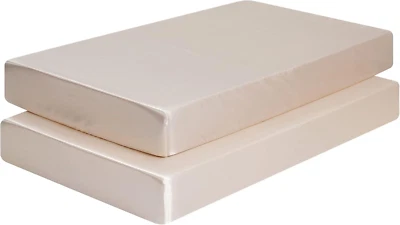 Paquete de 2 sábanas de cuna de satén para cabello de bebé suaves y sedosas para cuna neutras Foto 1 de 4