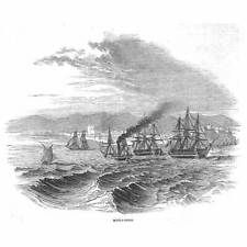 MOROCCO View of Ships at Mogador - Antique Print 1844