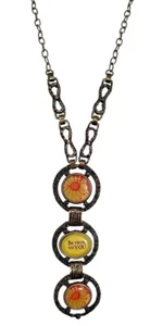 Marlyn Schiff Retro Vintage Lariat Pendant Necklace Goldtone & Orange/yellow... - Picture 1 of 8