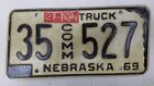 1969 NEBRASKA Dixon County Commercial 27-Ton Truck License Plate 35-527