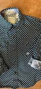 Roper Western Shirt Size XS 4-5 Pearl Snap Black/Turquoise Long Sleeve Rodeo - Picture 1 of 8