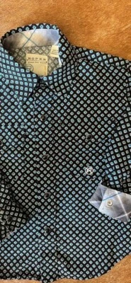 Roper Western Shirt Size XS 4-5 Pearl Snap Black/Turquoise Long Sleeve Rodeo - Image 1 of 4