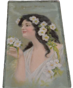 ANTIQUE VICTORIAN Ad Bookmark Lady Flowers ATH-LO-PHO-ROS REMEDY MEDICAL CONN. - Imagen 1 de 5