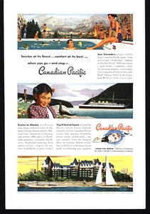 1950 KANADA KANADISCHE PAZIFIKZÜGE & CRUSIE SCHIFF PRINZESSIN VINTAGE DRUCK ANZEIGE - Bild 1 von 1