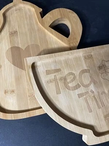 2 Pc Bamboo Serving Tray Charcuterie Board Wooden Snack Platters Tea Time Cheese - Picture 1 of 18