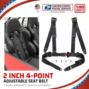 1X 4 Point BLACK Car Racing Bucket Seat Belt Harness Adjustable Universal Design - Picture 1 of 13