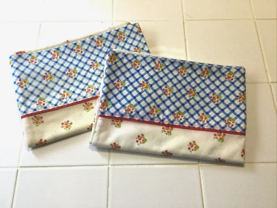 Par de fundas de almohada vintage Burlington House Gold Star Std florales/enrejado *Leer Foto 1 de 4