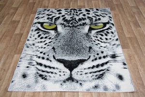 Quality Grey Green Eye Leopard Rug 120cm x 170cm Jungle Safari Animal (344) - Picture 1 of 3