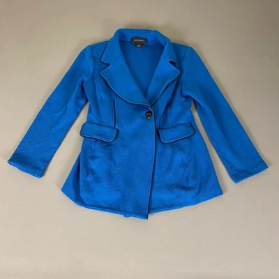 Jaqueta Blazer St. John Feminina Tamanho 4 Azul Cobalto Malha Lã Mistura de Rayon * - Imagem 1 de 4