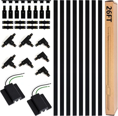 Kit de rieles de iluminación de pista H de 26 pies con conector de dosel flotante, negro tipo H... Foto 1 de 4