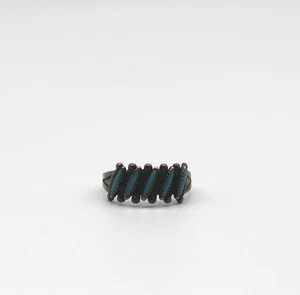 Vintage Bell Trading Co Petit Point Blue Turquoise Sterling Silver Ring Size 7 - Picture 1 of 5
