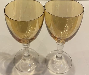 Weinglas, Bernstein-2er Set-Kelch-klarer Stiel-wunderschön elegant-edel-Geschenk-edel - Bild 1 von 13