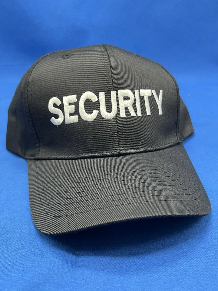 4 Black Security Baseball Hats Adjustable Uniform Law Enforcement - Image 1 of 1