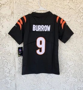 YOUTH CINCINNATI BENGALS Joe Burrow #9 Black Stitched Jersey Size Small (8) NWT - Picture 1 of 3