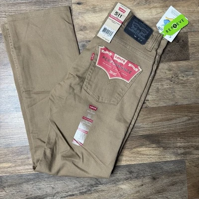 Calça Levi's 511 Slim Performance Masculina Tamanho 14 27x27 Bege Claro - Imagem 1 de 4