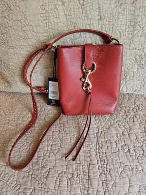 Nuevo con etiquetas Bolso Bandolera de Cuero Rebecca Minkoff Megan Mini Alimentación Correa Tachonada "Sirena" Foto 1 de 4
