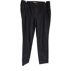 Chicos Platinum Denim Jeans Size 2.55 Black Wash Riding Zip Ankle Womens - Picture 1 of 6