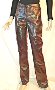 Echt Leder goldene Hose DESIGNER - UNIKAT! metallisch gerades Bein super weich!! - Bild 1 von 10