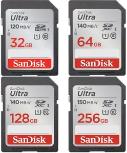 SanDisk Ultra SD Memory Card 32GB 64GB 128GB 256GB SDHC Class 10 For Cameras - Picture 1 of 41