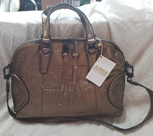 Bolso Bandolera Aimee Kestenberg Presley Cuero Oliva Metálico Croco - Imagen 1 de 10