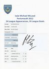 IZALE McLEOD PORTSMOUTH 2012 ORIGINAL AUTOGRAPH ON CARD