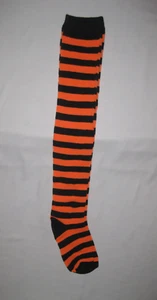 Tween girls striped over the knee socks black & orange nip - Picture 1 of 2