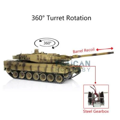 Henglong 1/16 7.0 Leopard2A6 BB IR RC RTR Tank 360° Steel Gearbox Barrel Recoil - Image 1 of 4