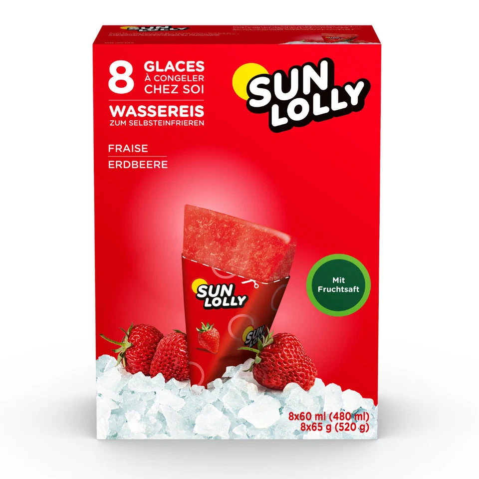 SPECIALS Sun Lolly Gelato all'acqua autocongelante al gusto di fragola 8 pezzi