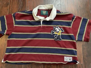 Levi's x Felix The Cat Striped Crop Polo Rugby Style Shirt Women’s Size Medium - Picture 1 of 9