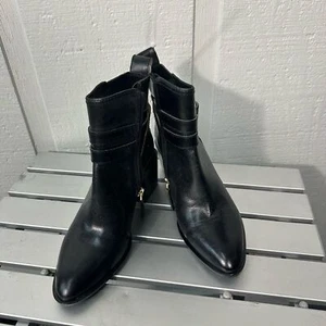 Louise Et Cie ZALIA Black Leather Zip Ankle Boots Size 6.5 NWOT - Picture 1 of 11