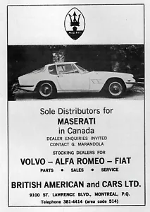 Maserati Mistral 1965 cupé original raro anuncio impreso de distribuidor - Imagen 1 de 1