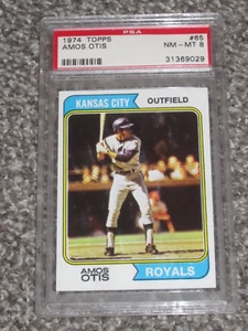 1974 Topps Baseball #65 Amos Otis Kansas City Royals PSA 8 NM-MT NQ 65 - Picture 1 of 2